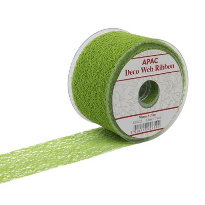 70mm x 20m Lime Green Deco Web Ribbon (6/72)