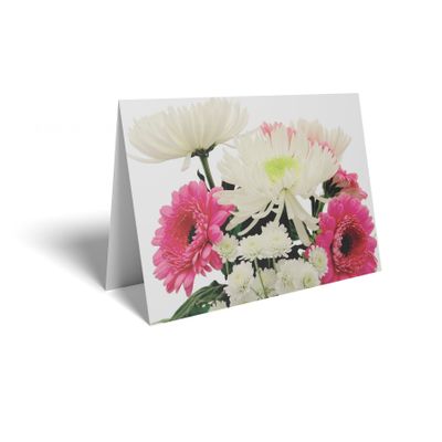 Folded Card - White Chrysanthemum/Pink Gerbera