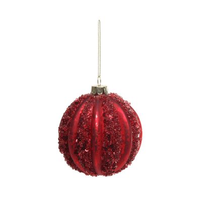 Bauble Glass Red sequin band 80mm