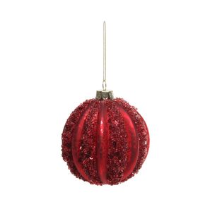 Bauble Glass Red sequin band 80mm