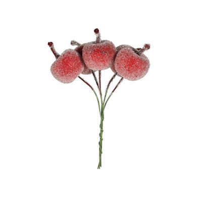 Frosted Apple Bunch x 5 Red 3cm - Box of 6