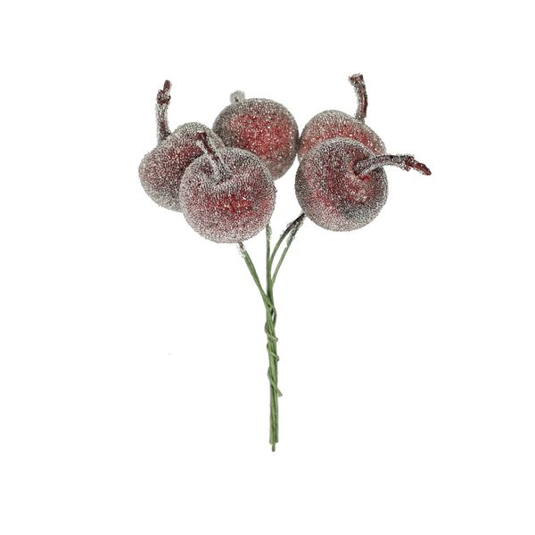 Frosted Apple Bunch x 5 Burgundy 3cm - Box of 6