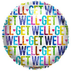 Get Well Colourful - Holographic Balloon - 18 Inch