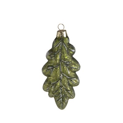 Glass Leaf Ornament 6.5x14Cm
