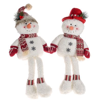 Sitting Snowmen With Dangly Legs 2Ast