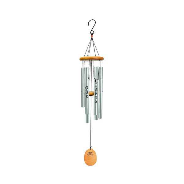 91cm (36inch) Memorial Wind Chime, "Always in our Hearts", Silver finish