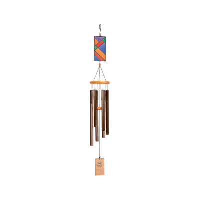 86cm (34") Wind Chime, Bronze with Stained Glass