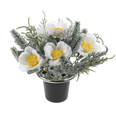 Grave Arrangement Christmas Rose Cream 24Cm