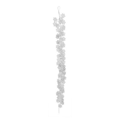 Snowflake Glitter Garland Silver 180cm