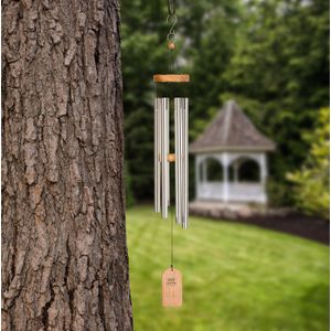 69cm (27") Wood & Aluminum Wind Chime, Silver finish