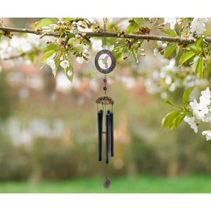  81cm (32inch) Glass Hummingbird Wind Chime, Black finis