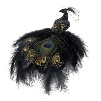 Black Peacock with Clip 30cm