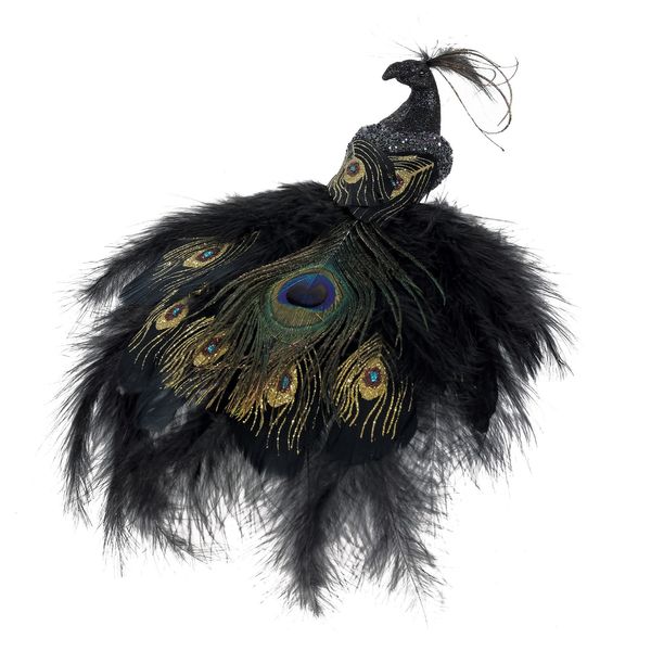 Black Peacock with Clip 30cm