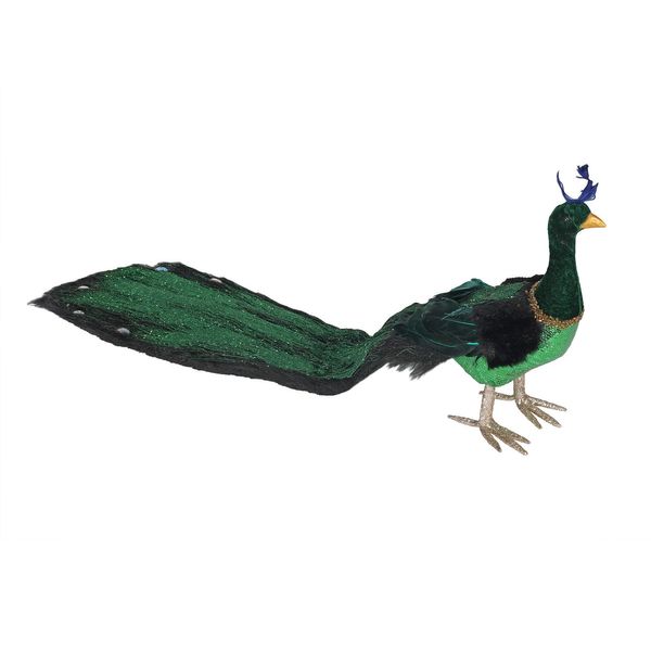 Green Faux Fur Long Tail Peacock L66cm