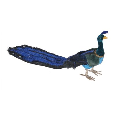 Blue Faux Fur Long Tail Peacock L66cm
