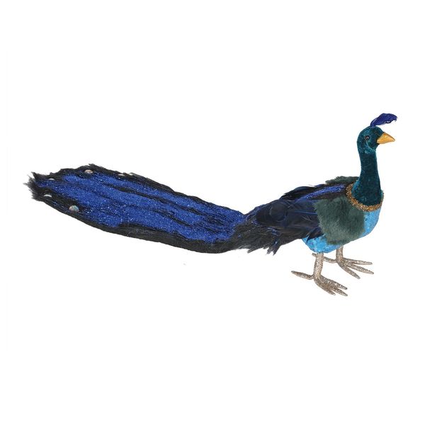 Blue Faux Fur Long Tail Peacock L66cm