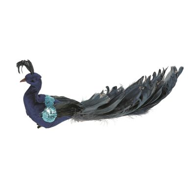Blue Velvet Peacock with Clip 26cm