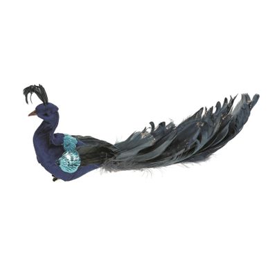 Blue Velvet Peacock with Clip 26cm
