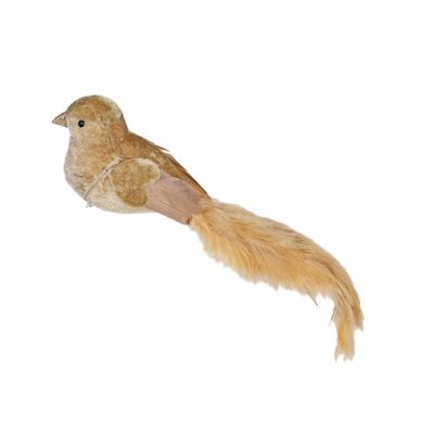 Gold Velvet Bird With Clip 30cm
