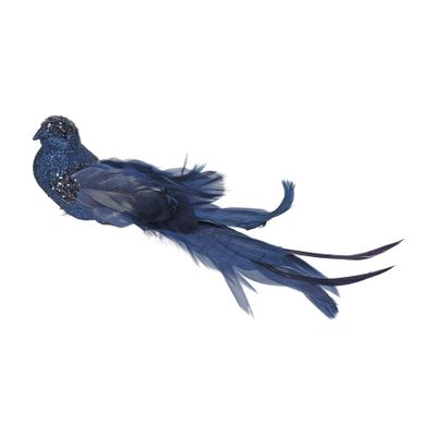 Navy Glitter Bird with Clip 23cm