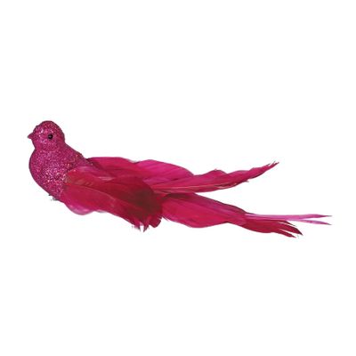 Fuschia Glitter Bird with Clip 23cm