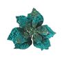 Glitter Poinsettia Head With Clip-Blue ( #8362) - 10 Inch