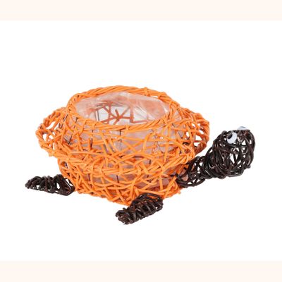 Orange / Brown Wire Turtle Planter (36)