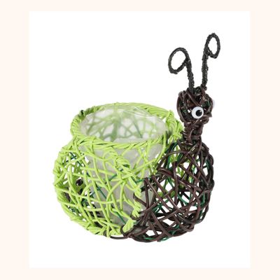 Green / Brown Wire Snail Planter (36)