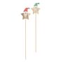 Santa Star Wooden Pick Red / Green Mix 50cm pk10