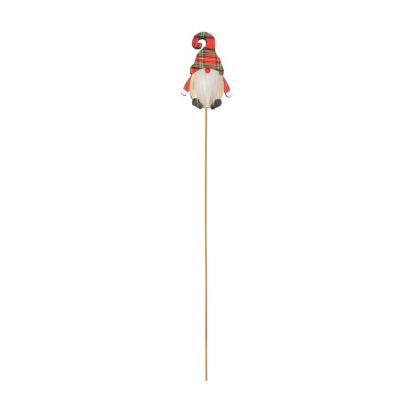 Santa with Red Tartan Hat Wooden Pick 50cm pk10