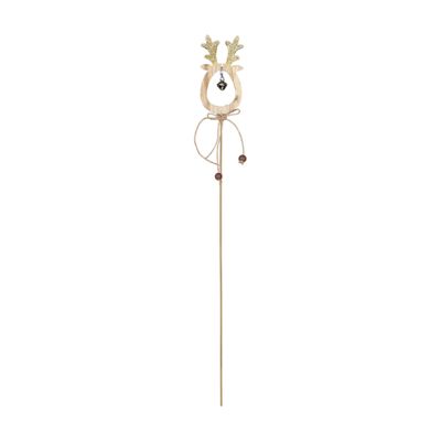 Reindeer With Bell Wooden Pick Gold 50cm pk 10