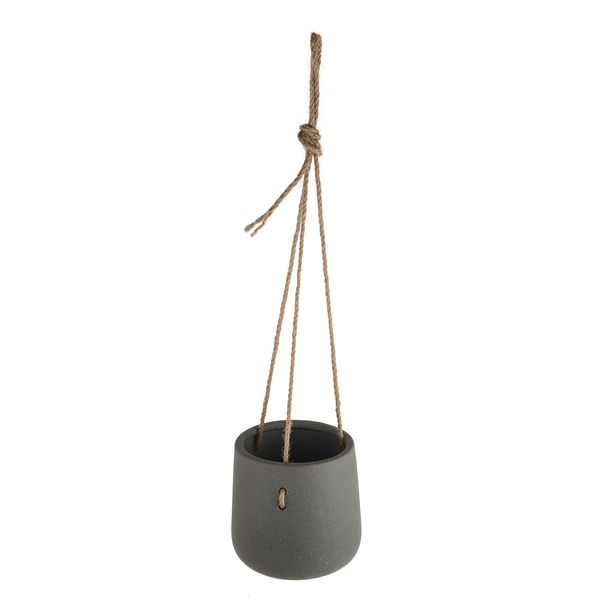 Ceramic Grey Hanging Pot Sand Finish 13cm 