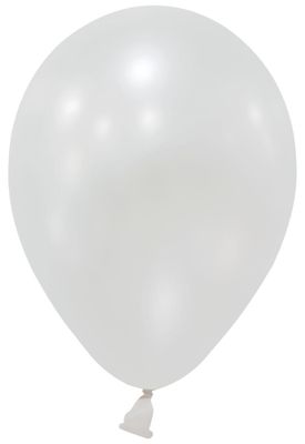 White Metallic Round Shape Latex Balloon - 5 inch - Pk 100