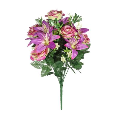 Pembroke Open Rose Lily Mixed Bunch - Purple