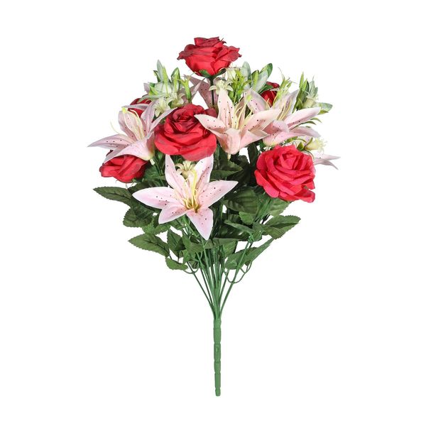 Pembroke Open Rose Lily Mixed Bunch - Red