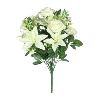 Pembroke Open Rose Lily Mixed Bunch -Cream