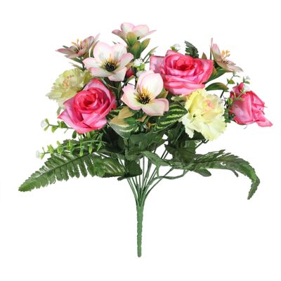 Pembroke Rose and Fern Mixed Bunch - Dark Pink