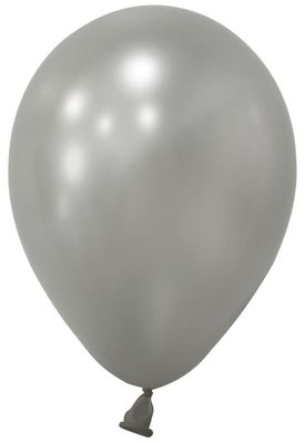 Silver Metallic Round Shape Latex Balloon - 5 inch - Pk 100