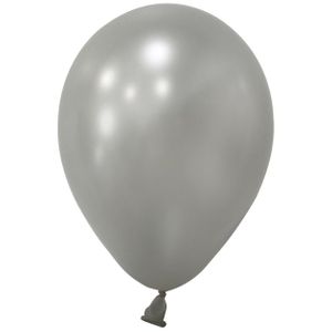 Silver Metallic Round Shape Latex Balloon - 5 inch - Pk 100