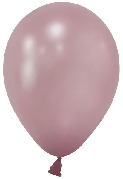 Rose Pink Metallic Round Shape Latex Balloon - 5 inch - Pk 100