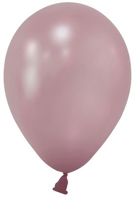 Rose Pink Metallic Round Shape Latex Balloon - 5 inch - Pk 100