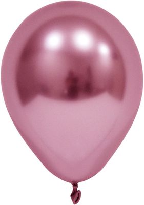 Pink Chrome Round Shape Latex Balloon - 6 inch - Pk 50