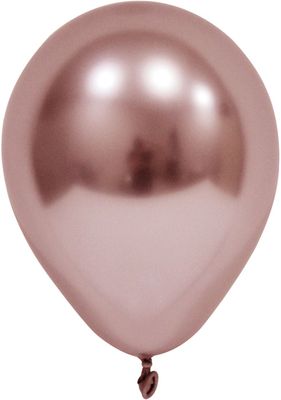 Rose Gold Chrome Round Shape Latex Balloon - 6 inch - Pk 50