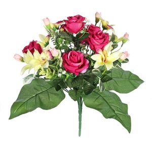 Pembroke Leafy Rose and Orchid Bunch - Purple