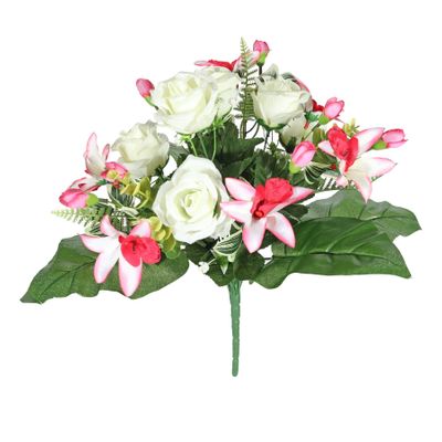 Pembroke Leafy Rose and Orchid Bunch - Cream