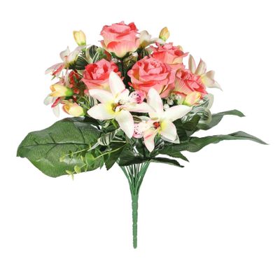 Pembroke Leafy Rose and Orchid Bunch - Pink