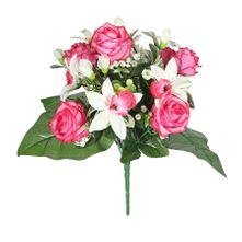 Pembroke Leafy Rose and Orchid Bunch - Dark Pink