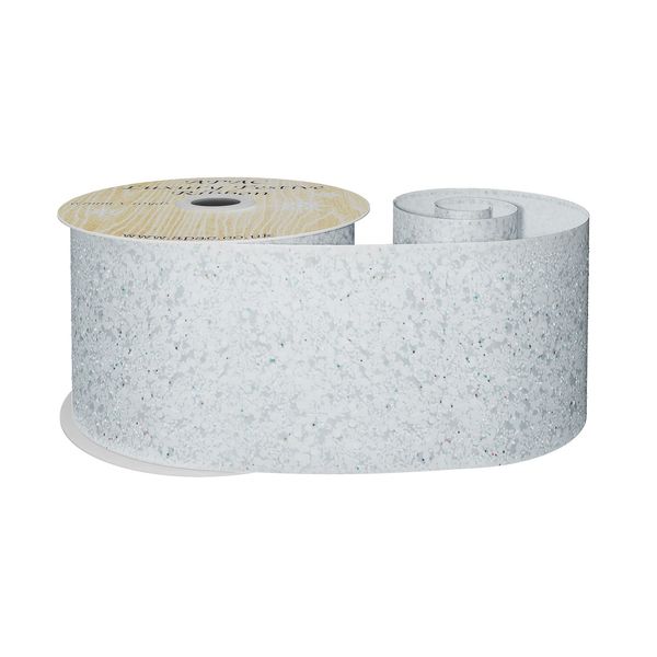 White Glitter Ribbon 63mm x 10y wire edge