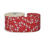 Red Ribbon with Candy cane 63mm x 10y Wire edge 