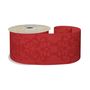 Red Ribbon with flocked Pattern  63mm x 10yd Wire edge